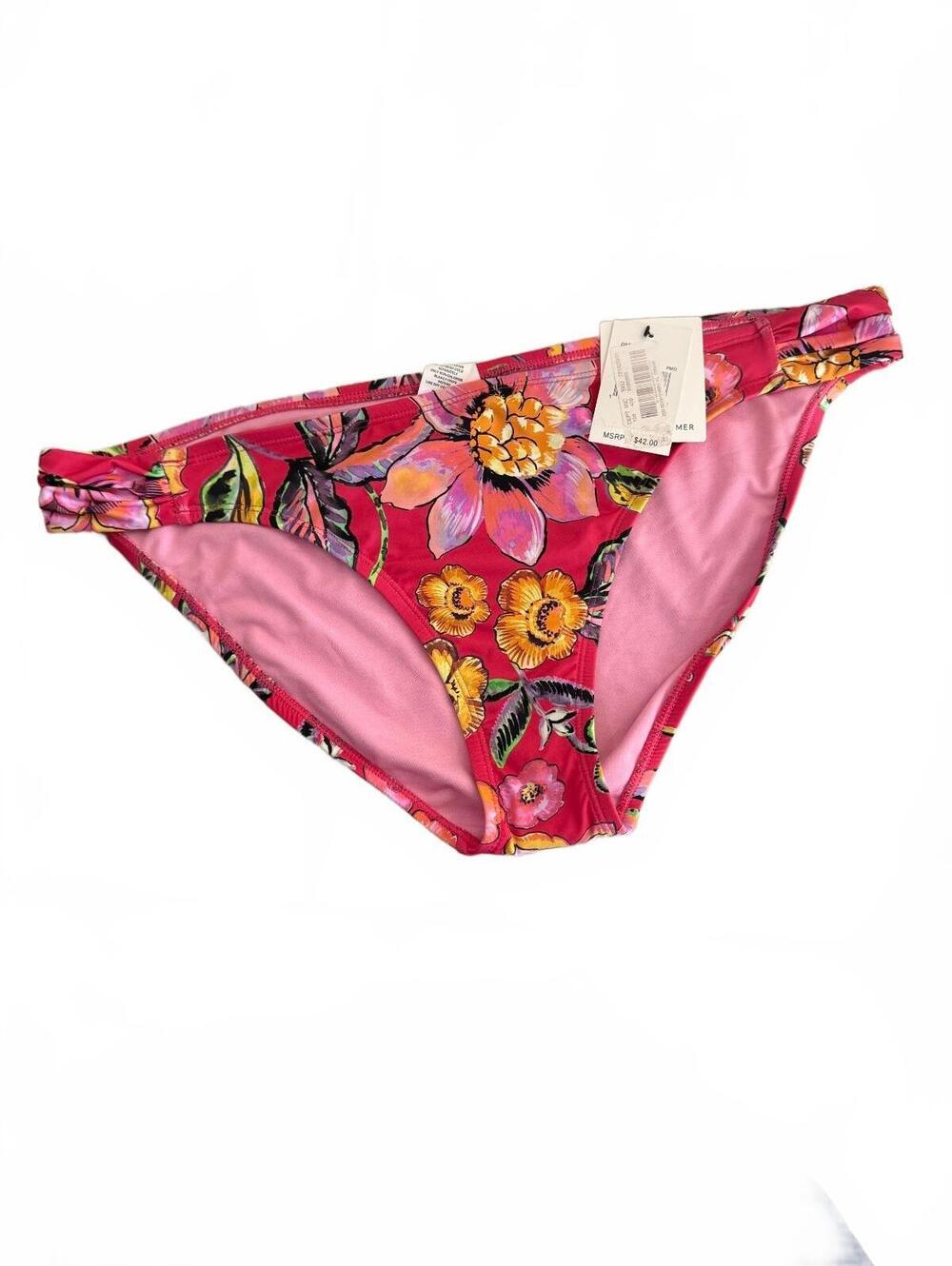Merona Floral Bikini Bottoms Pink Size Medium